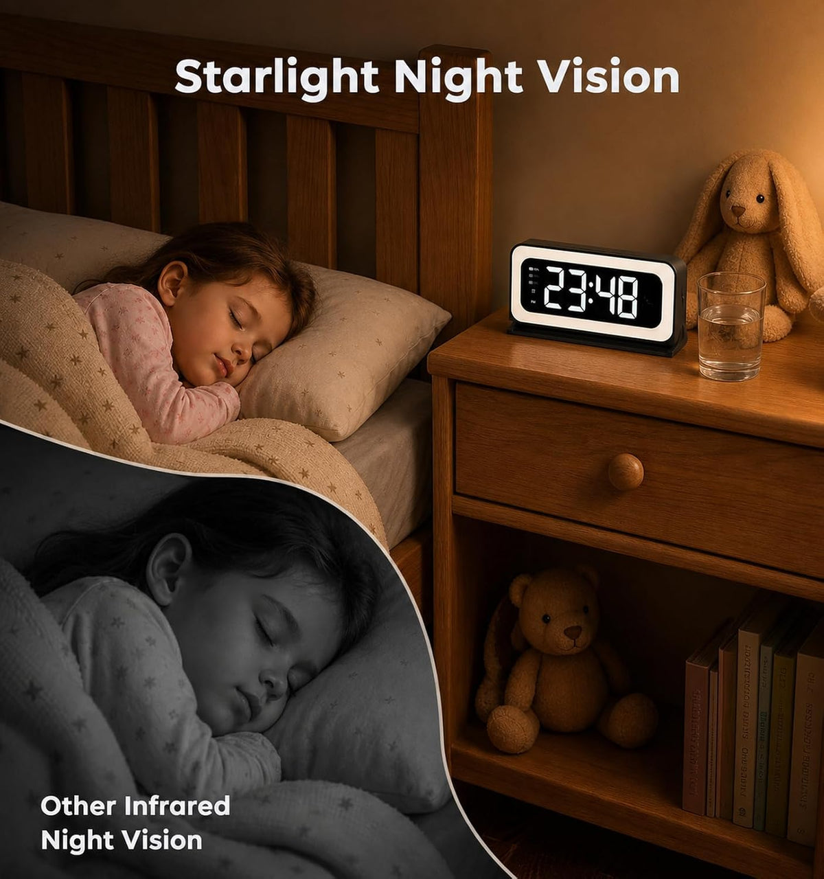 Clock Camera 2K, 5Ghz & 2.4Ghz WiFi Indoor Security Camera with Alarm, Full Colored Night Vision, Smart Motion Detection, Local Storage