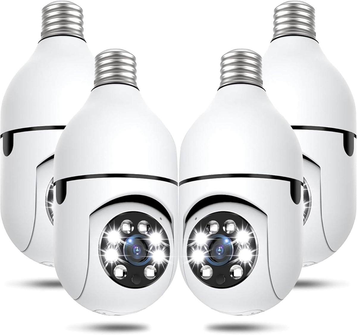 Light Bulb Security Cameras Wireless Outdoor, 5G&2.4GHz 4MP Security Camera 360° PTZ Cameras for Home Security with Color Night Vision, 2 Way Talk, AI Human Detection, Screw in Light Socket, 4Packs