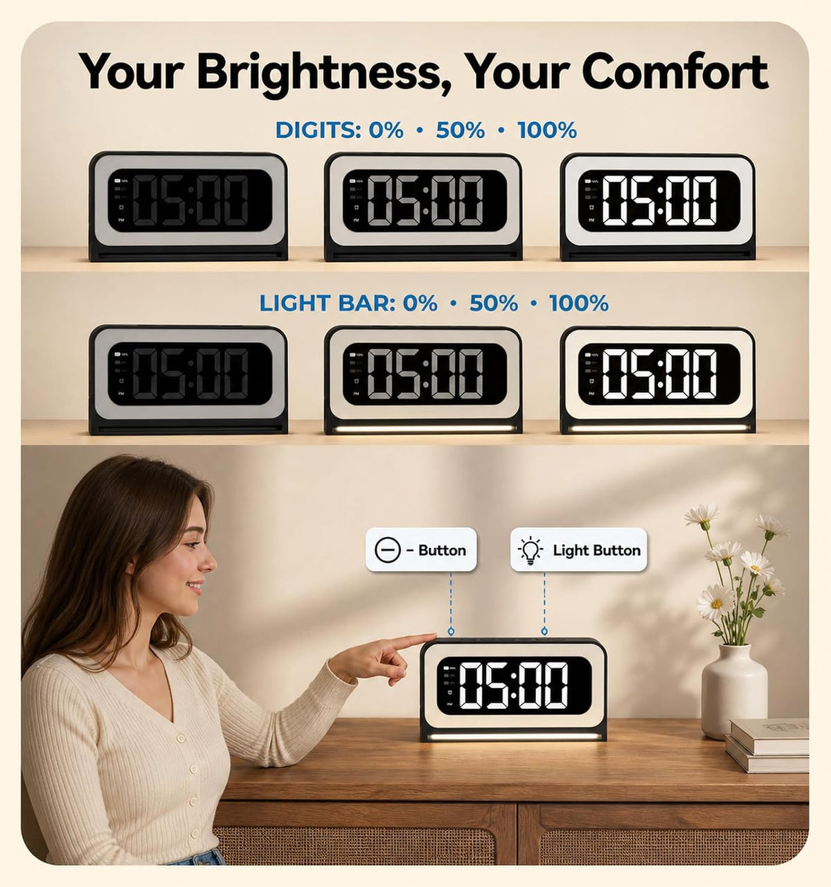Clock Camera 2K, 5Ghz & 2.4Ghz WiFi Indoor Security Camera with Alarm, Full Colored Night Vision, Smart Motion Detection, Local Storage